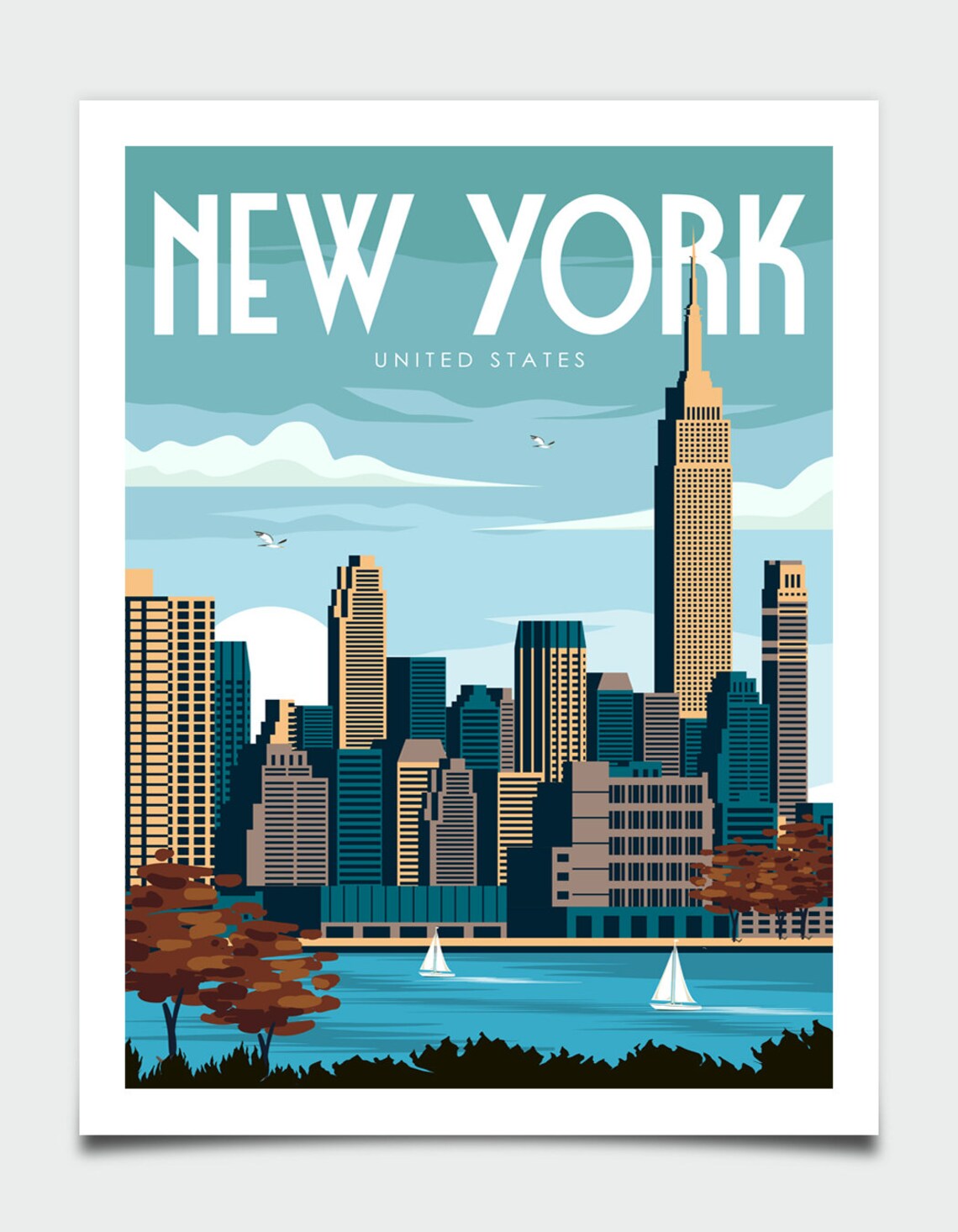 New York Retro Travel Poster, United States Art Print - Image 4
