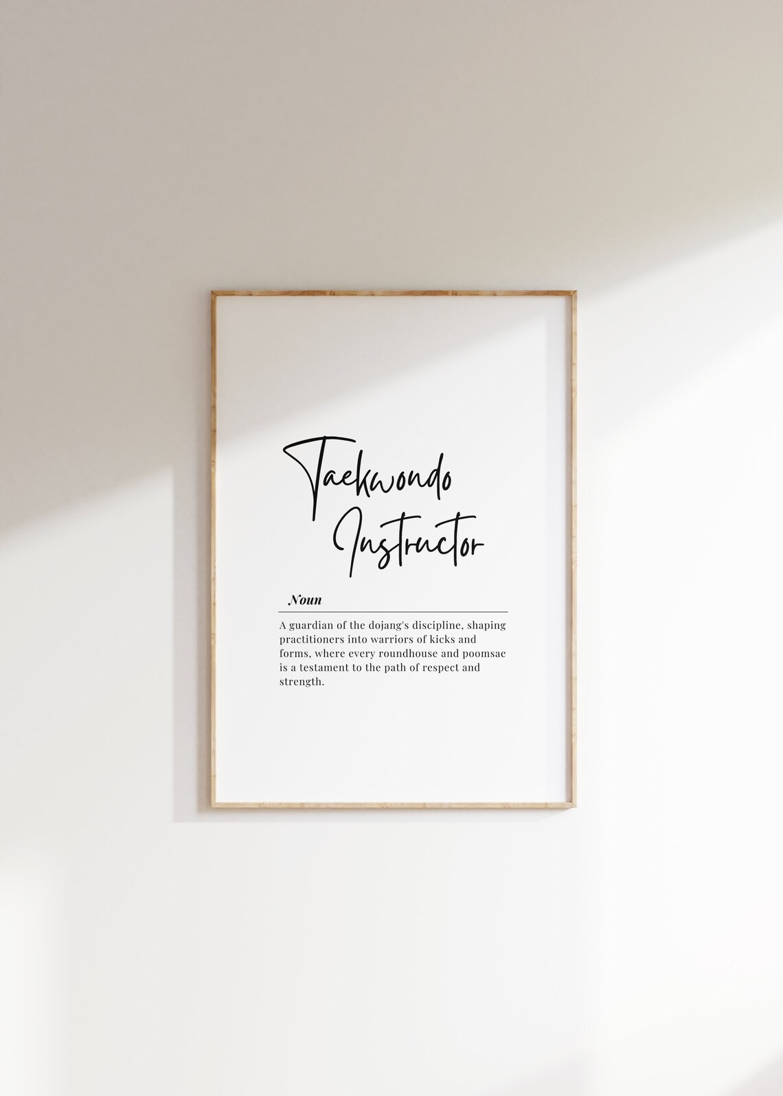 Taekwondo Instructor Quote Print Martial Arts Wall Art Dojo Decor Inspirational Fighter Poster