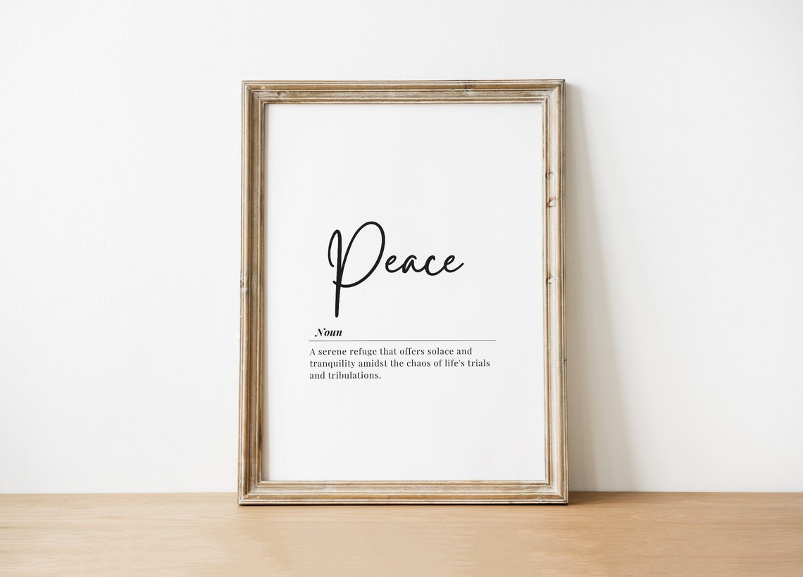 Peace Definition Minimalist Typography Zen Home Office Art Poster