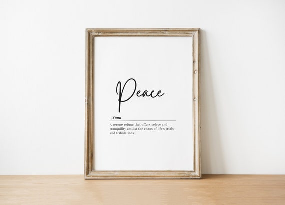 Inspirational Peace Quote Print Minimalist Typography Wall Art Home Decor Office Zen Poster Instant