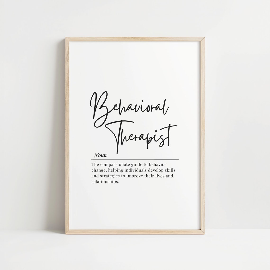 Behavioral Therapist Definition Noun Typography Gift Office Wall Art
