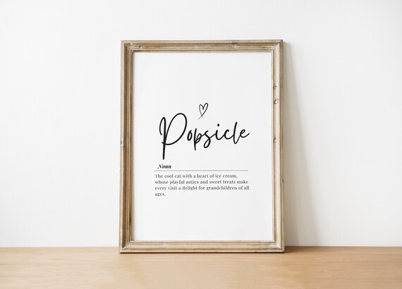 Popsicle Definition Print Sweet Grandpa Gift Dictionary Word Art