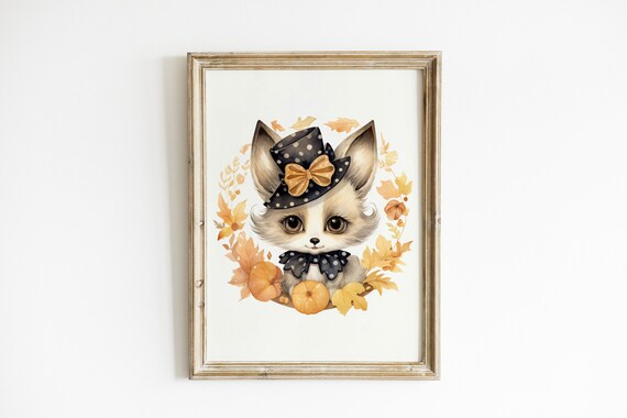 Halloween Cute Fall Animal Wall Art Kids Decor Room Gift For Nursery