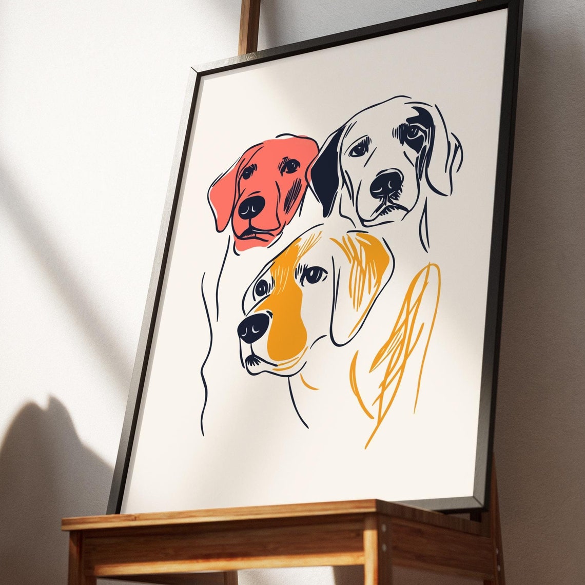 Minimal Labrador Wall Art Retro Abstract Dog Print Matisse Bold Line Drawing Eclectic Maximalist Decor Mid Century Modern Kids Room Nursery