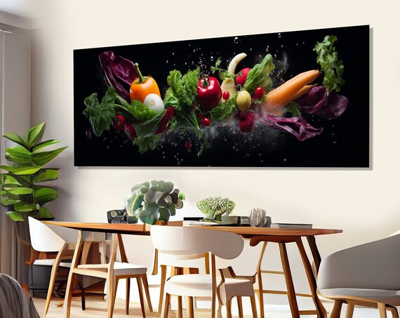 Vegetables Print Modern Kitchen Wall Decor Large Food Painting Vegetables Poster Framed And Ready To Hang