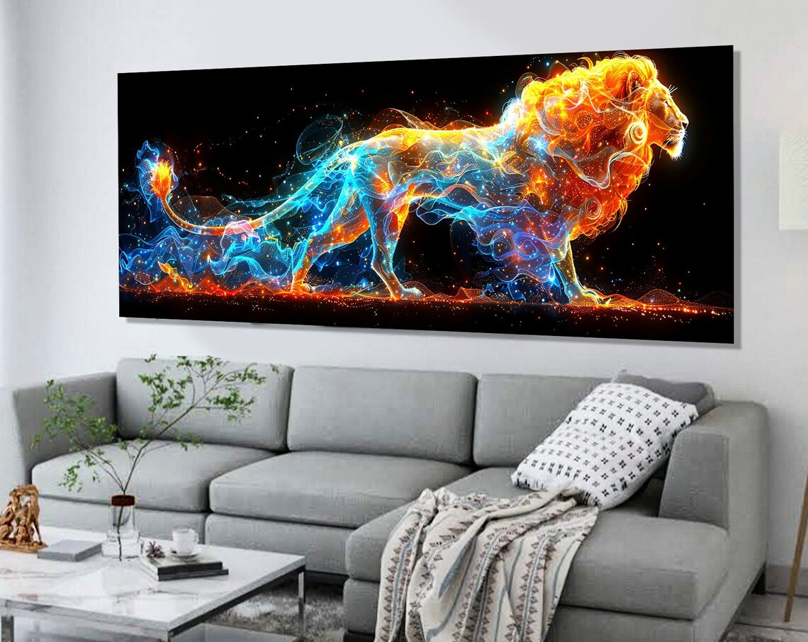 Abstract Lion Leo Zodiac Sign Wall Poster Print