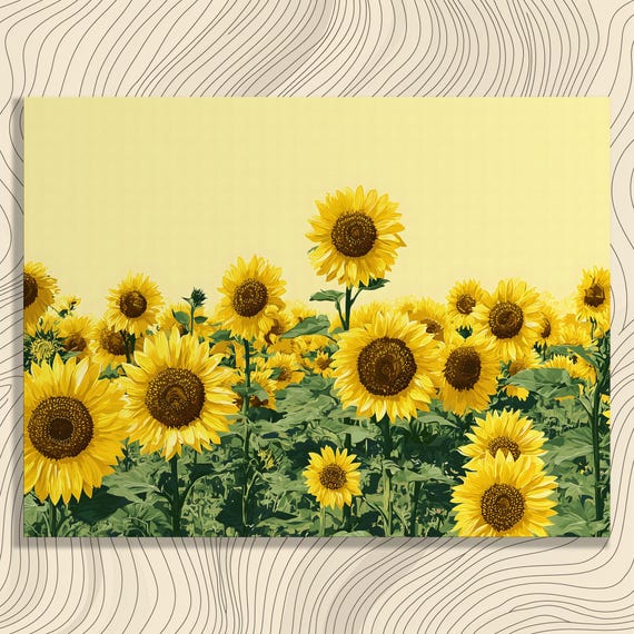 Vibrant Sunflower Field Canvas Wall Art Colorful Botanical Country Farmhouse Nature Print Floral Garden Decor Modern Rustic