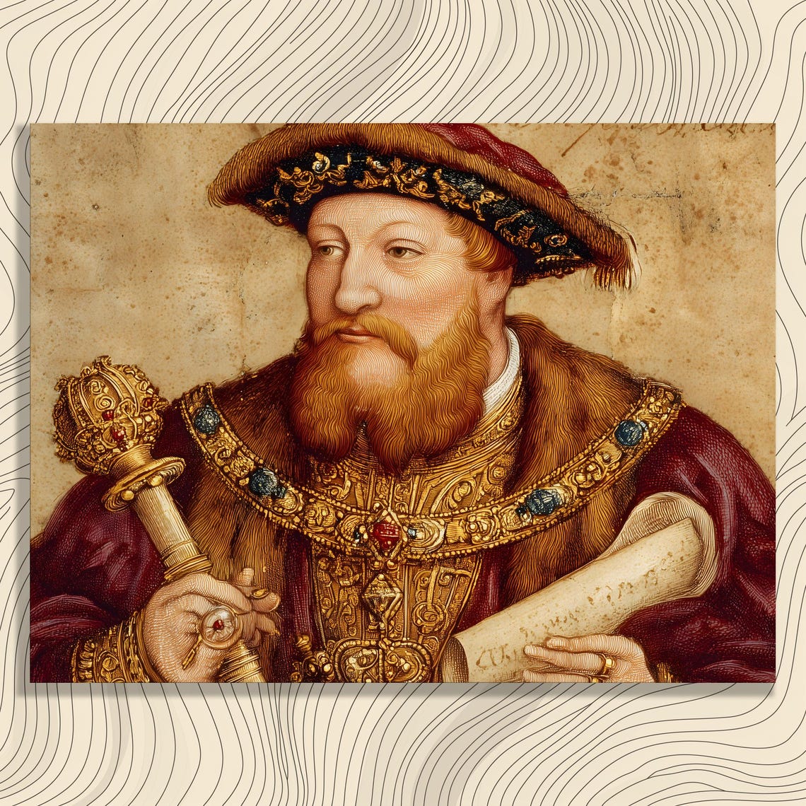 King Henry VIII Tudor Era Museum Reproduction Portrait Wall Art