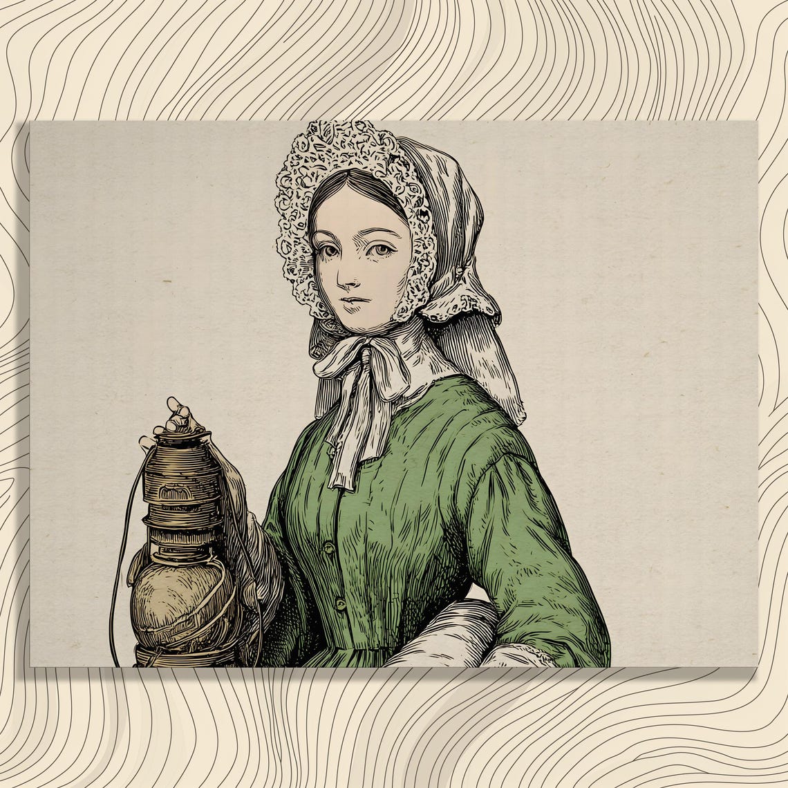 Florence Nightingale Nurse With Lamp Vintage Engraving Portrait Poster