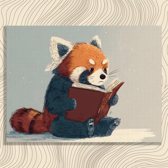 Adorable Red Panda Canvas Wall Art Playful Wildlife Illustration Gift Animal Lover Decor Cute Fur Critter Portrait Unique Print