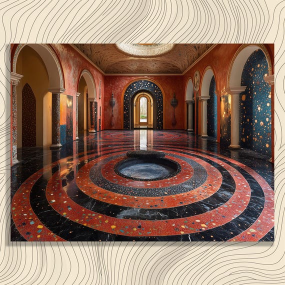 Grand Baroque Canvas Wall Art Ornate Classic Architecture Painting Vibrant Colors Intricate Patterns Luxury Home Decor Print