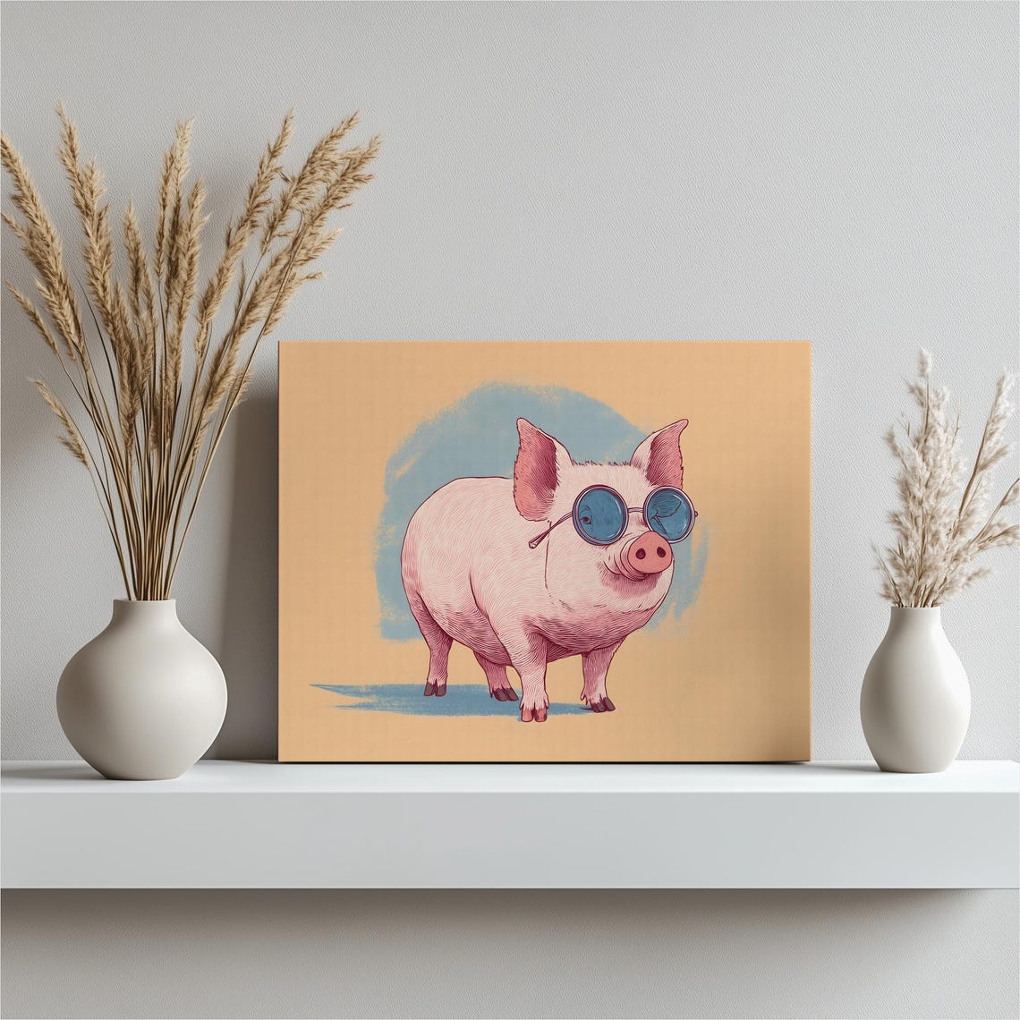 Funny Pink Pig Wearing Sunglasses Playful Pop Art Animal Wall Poster