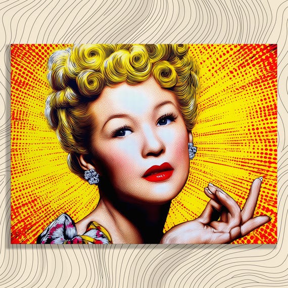Retro Pop Portrait Canvas Wall Art Bold Blonde Print Vintage Glam Decor Colorful Mid Century Style
