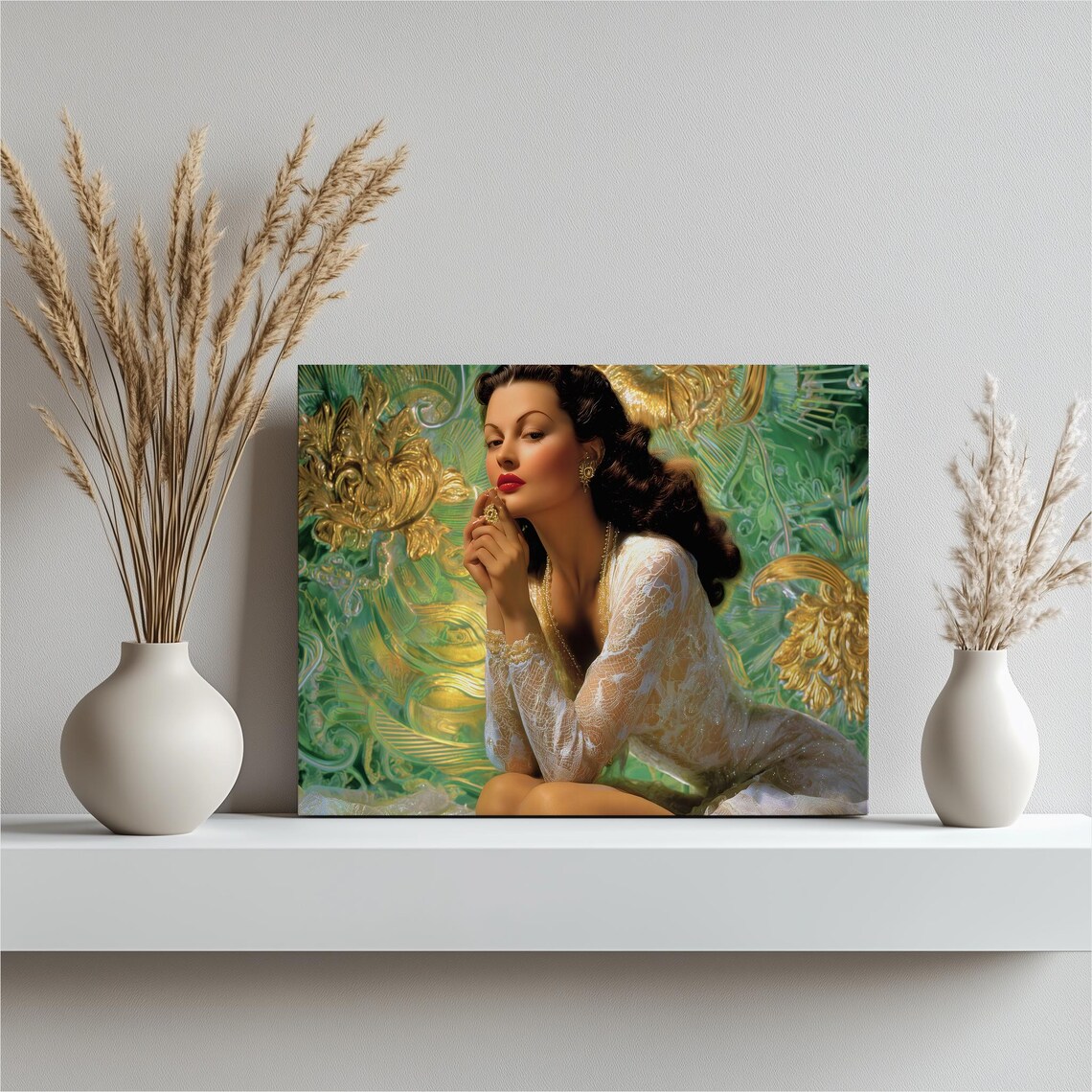 Classic Glamorous Vintage Hollywood Pin-Up Beauty Woman Art Poster