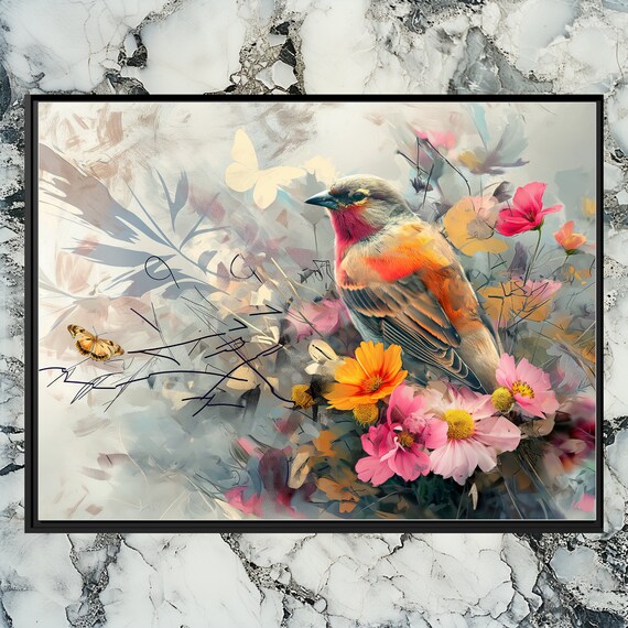 Canary Canvas Wall Art Vibrant Bird Decor Stunning Feathered Artwork Perfect Home Dcor Abstract Oil Painting Modern Style Office