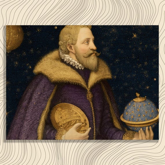 Renaissance Astronomer Canvas Wall Art Vintage Celestial Portrait Star Map Print Night Sky Decor Science Cosmos Gift