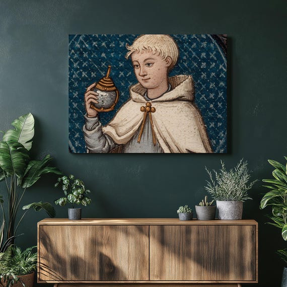 Saint Nicholas Canvas Wall Art Medieval Religious Decor Print Gothic Illumination Vintage Gift Historical Portrait