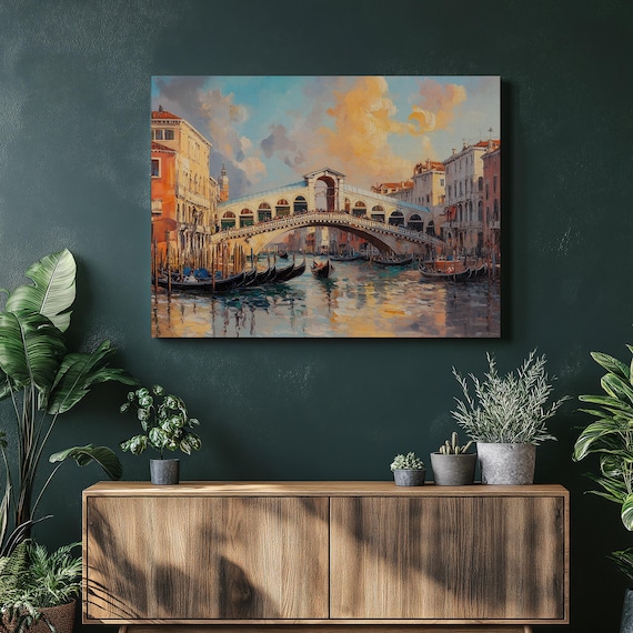 Rialto Bridge Venice Travel Poster, Contemporary