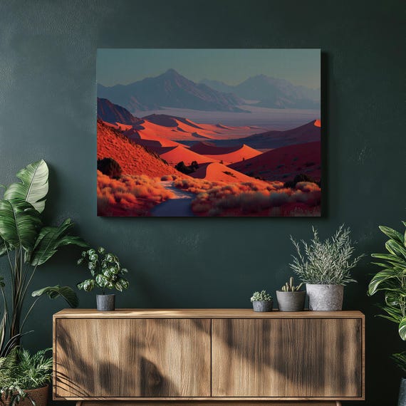 Stunning Desert Canvas Wall Art Vibrant Sand Dunes Landscape Print Red Decor Nature Boho Modern Southwest