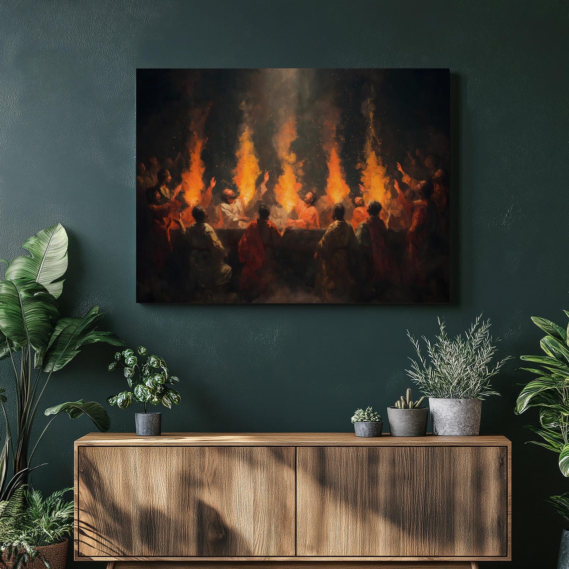 Pentecost Tongues of Fire Apostles Dramatic Christian Religious Poster