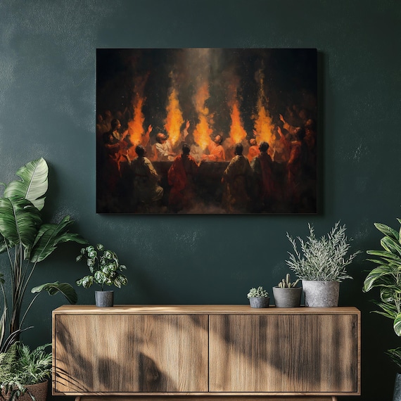 Pentecost Tongues of Fire Apostles Dramatic Christian Religious Poster