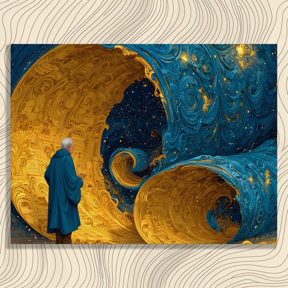 Cosmic Canvas Wall Art Abstract Wave Design Dream Fantasy Decor Painting Starry Universe Print Gift Mystery Journey Mystical Cosmos