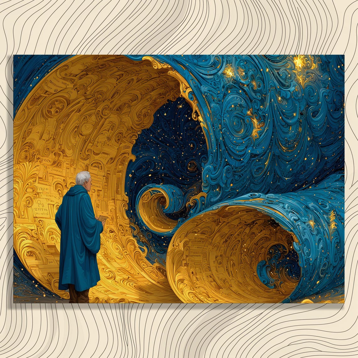 Cosmic Canvas Wall Art Abstract Wave Design Dream Fantasy Decor Painting Starry Universe Print Gift Mystery Journey Mystical Cosmos