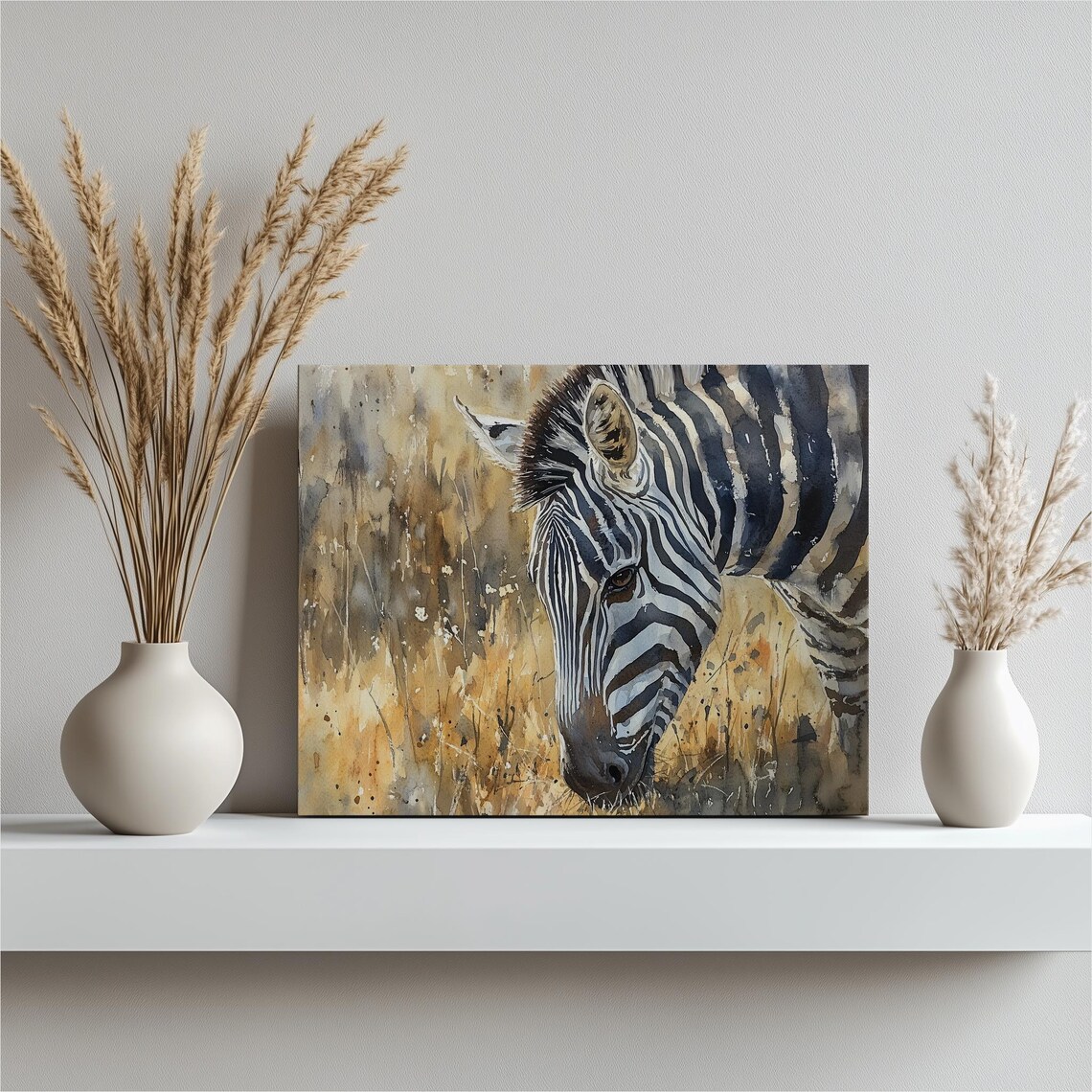 Zebra Animal Art Print, Black White Stripes