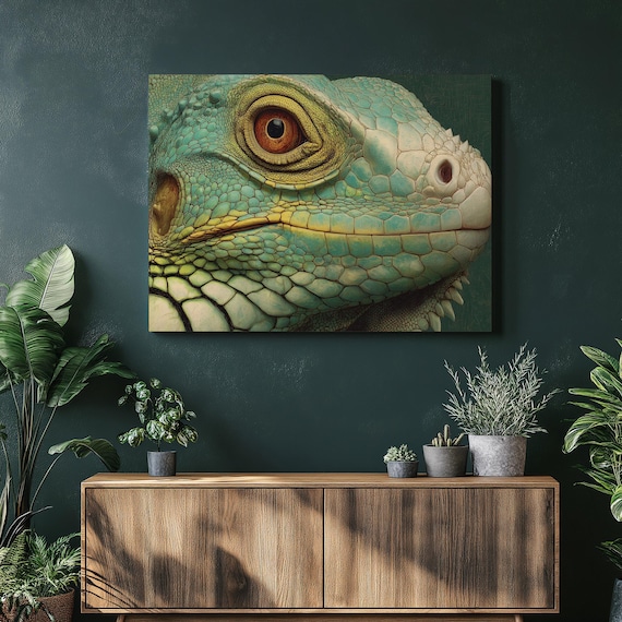 Green Iguana Close Up Detailed Reptile Wildlife Photography Poster
