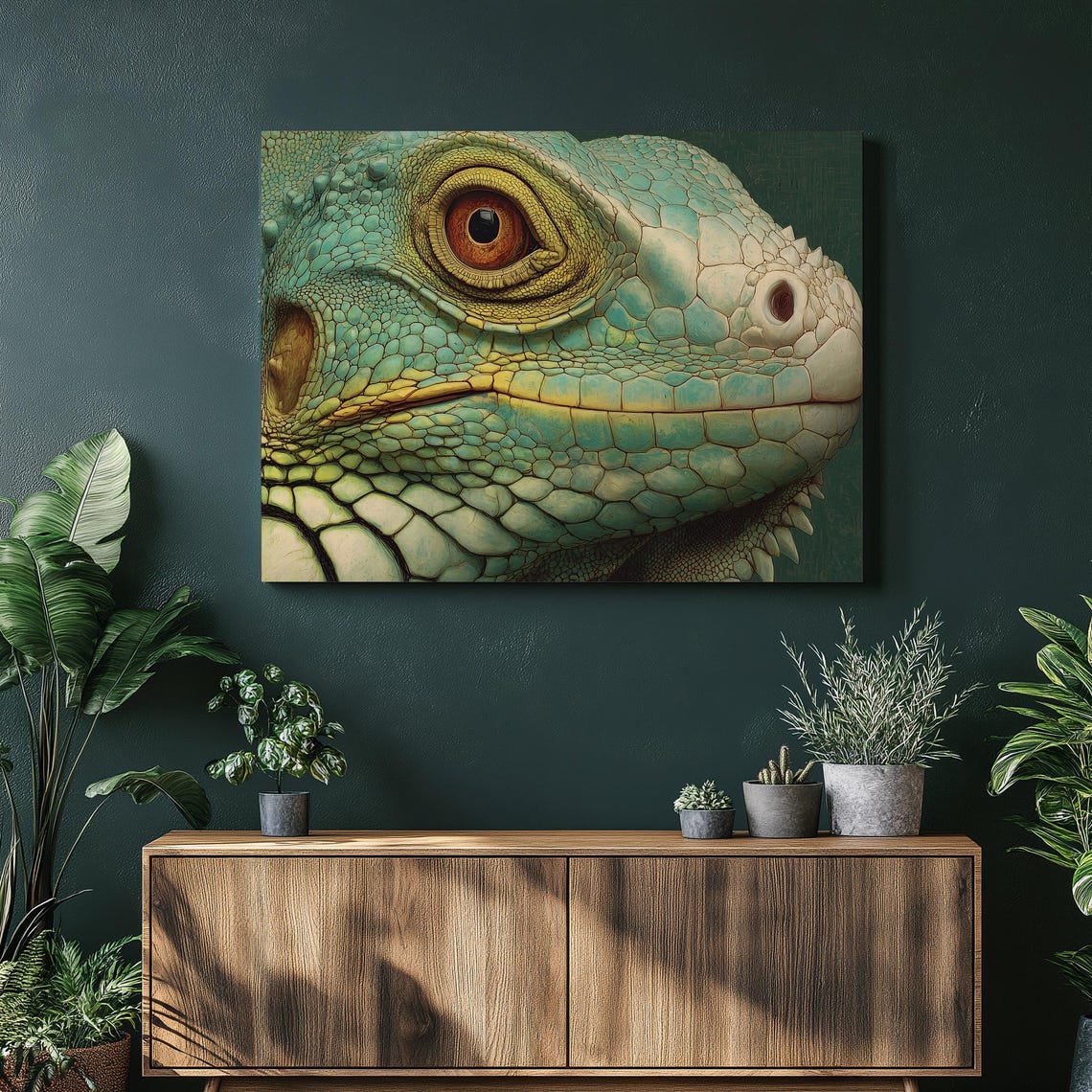 Green Iguana Close Up Detailed Reptile Wildlife Photography Poster