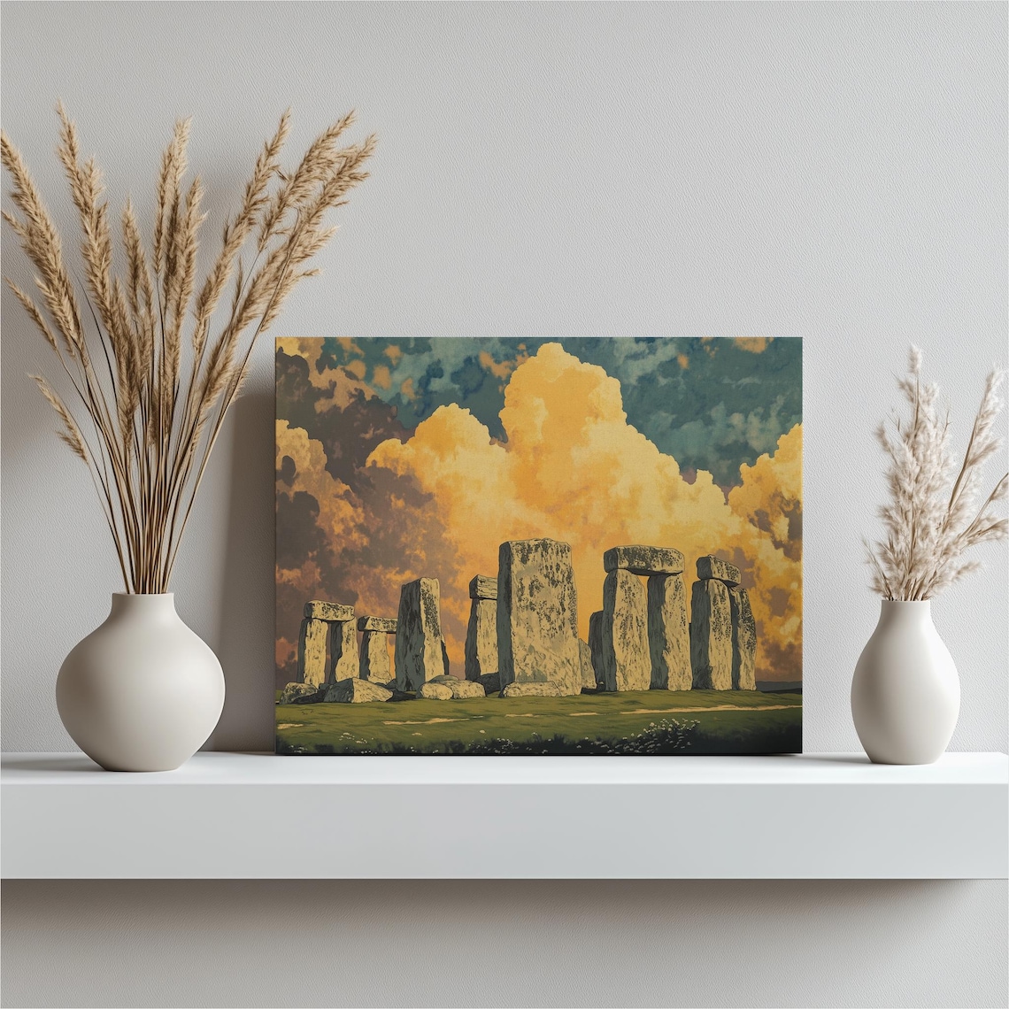 Stonehenge Ancient Stones Golden Sunset Cloud Landscape Poster