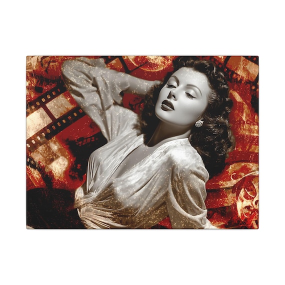 Vintage Film Noir Actress Red Film Reel Collage Classic Cinema Poster