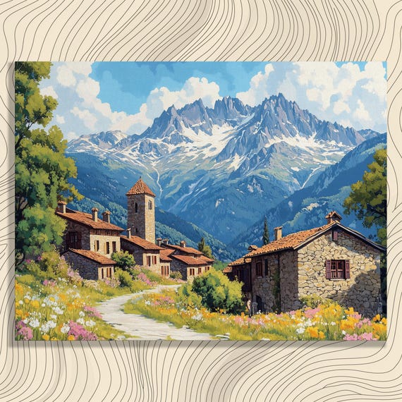 Discover Andorra Canvas Wall Art Stunning Pyrenees Mountain Prints Rustic Home Decor Medieval Villages Vibrant Colors Nature