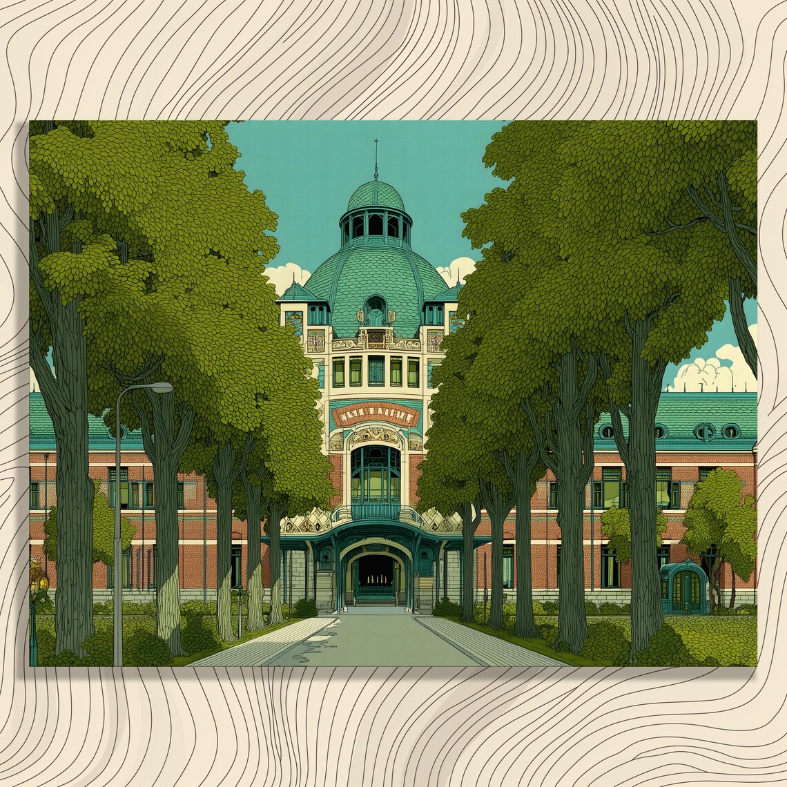 Grand Domed Historic Building Among Lush Green Trees Art Poster