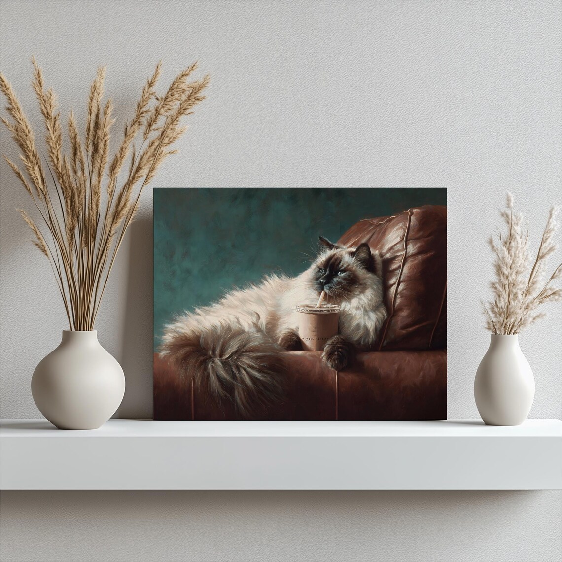 Himalayan Cat Art Print, Modern Pet Portrait