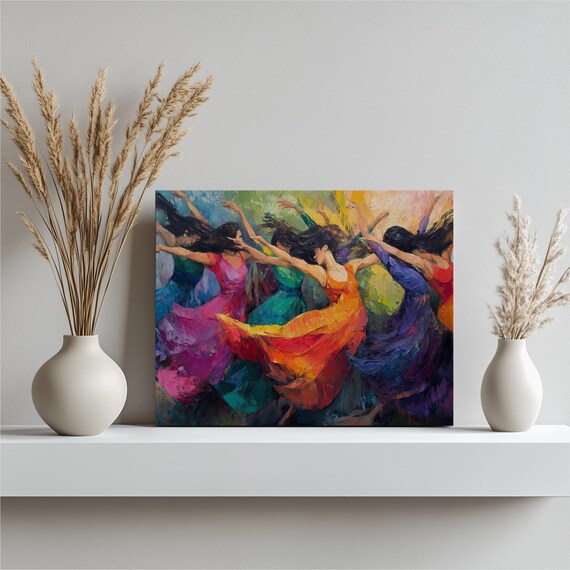 Vibrant Wall Art Dance Canvas Abstract Dancers Modern Artwork Living Room Home Decor Color