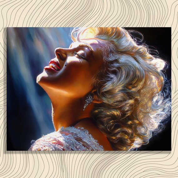 Marilyn Monroe Glowing Blonde Beauty Portrait in Oil Style Wall Art