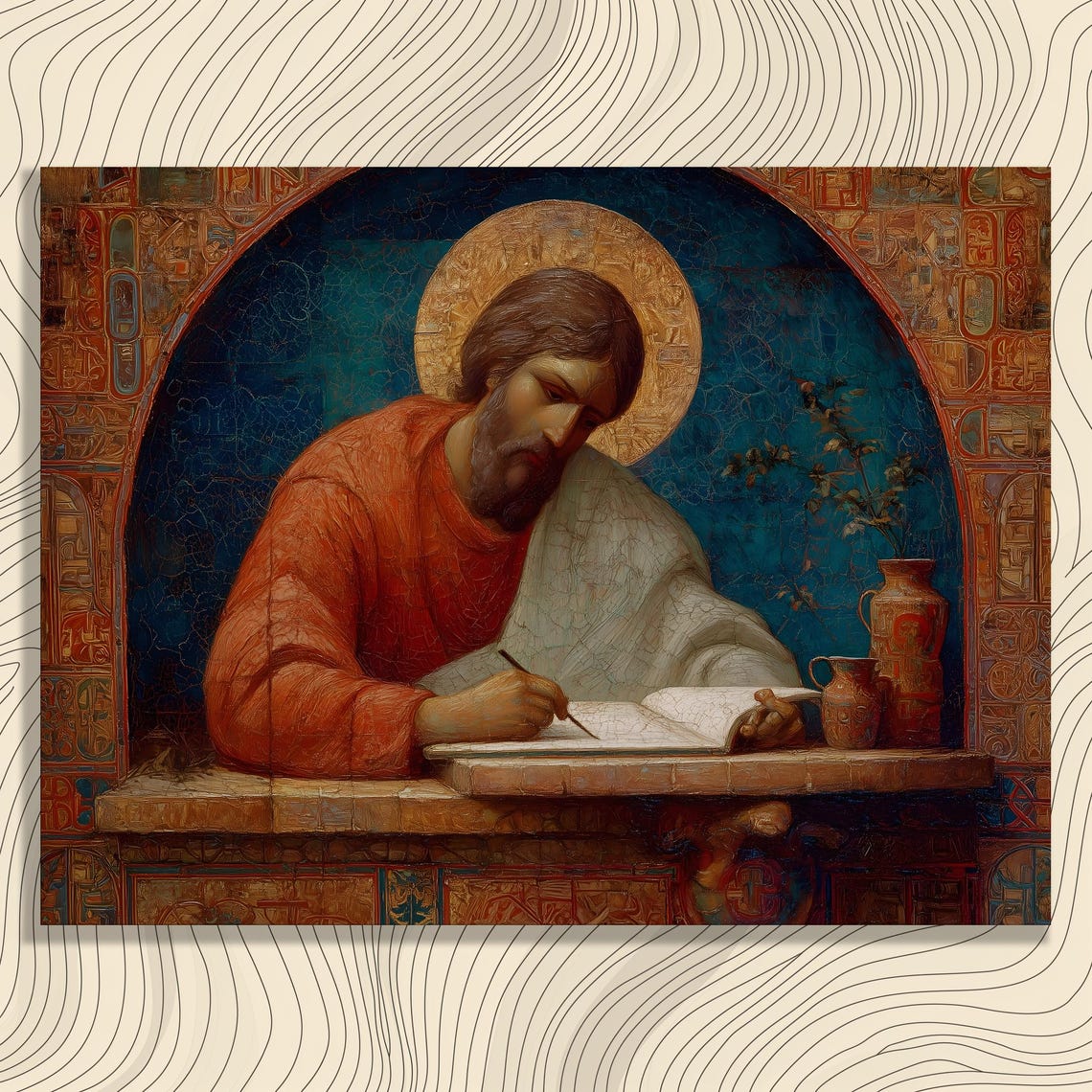 Saint Jerome Writing Medieval Manuscript Religious Art Print