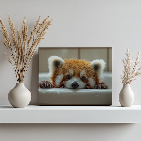 Red Panda Art Wall Painting Animal Print Nature Bathroom Cute Bedroom Decor