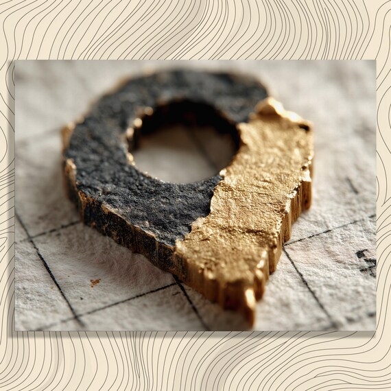 Modern Map Pin Canvas Wall Art Black And Gold Leaf Abstract Minimalist Print Geometric Travel Decor Painting Gift For Lovers