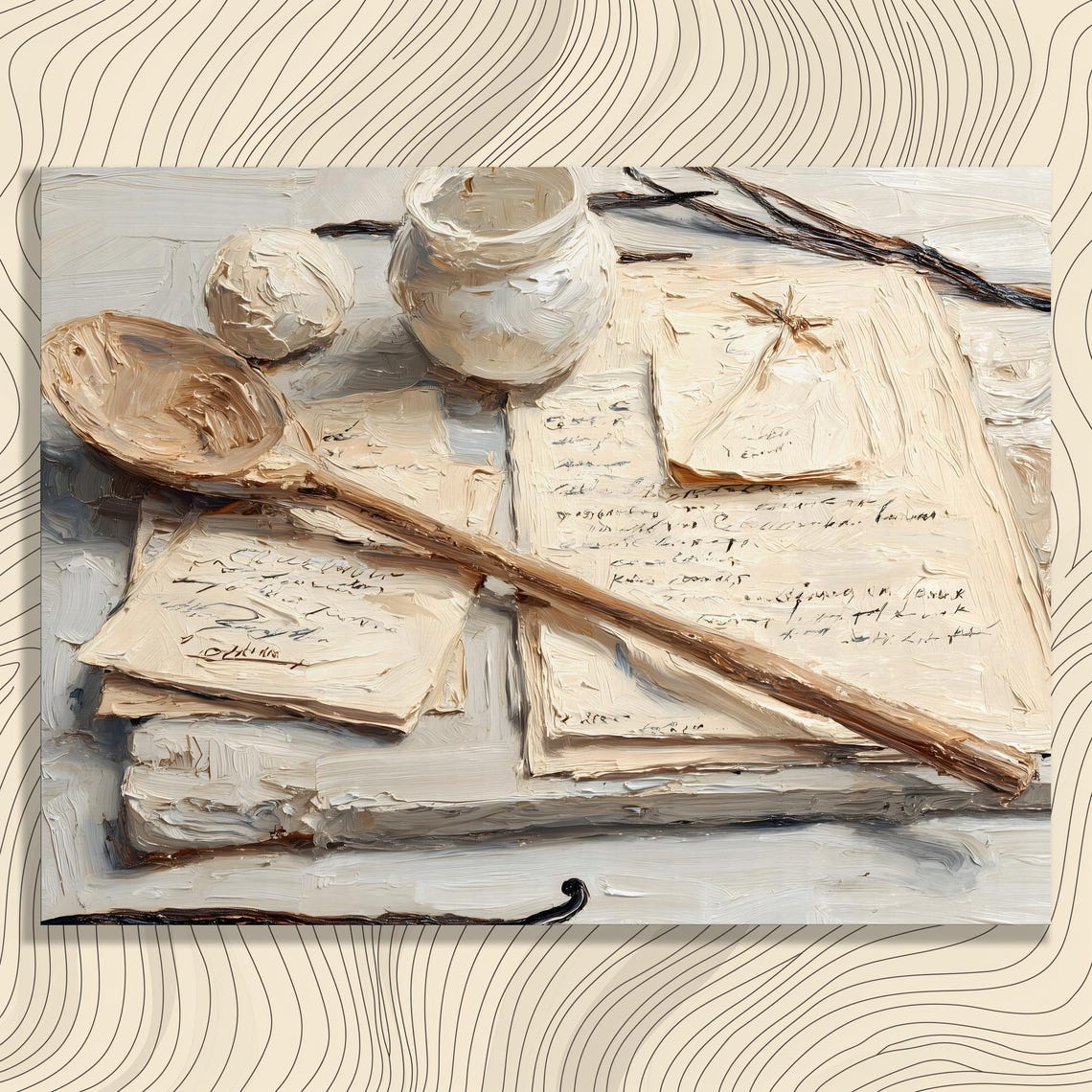 Vintage Kitchen Still Life Wooden Spoon Recipes Rustic Poster
