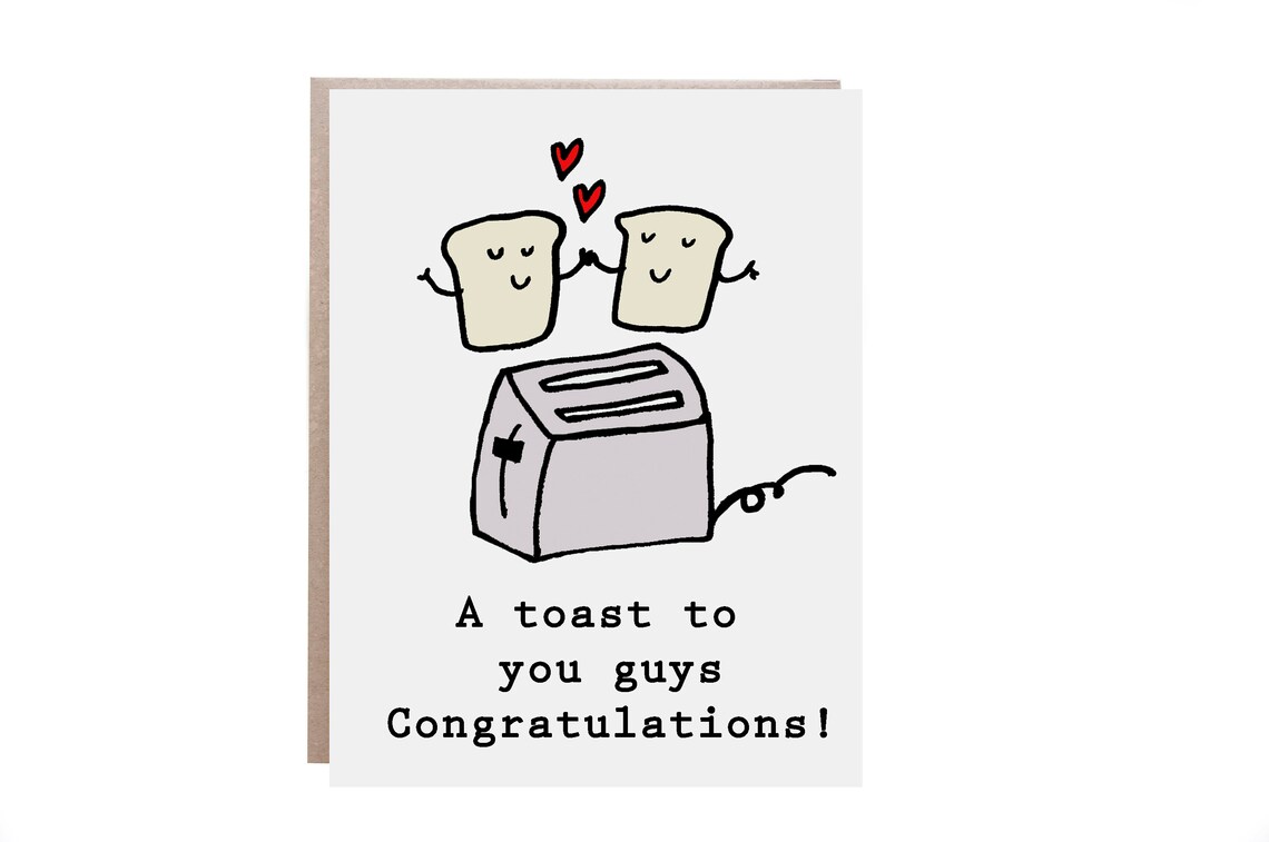 A Toast to You Guys Toaster Congratulations Pun Card Art Poster