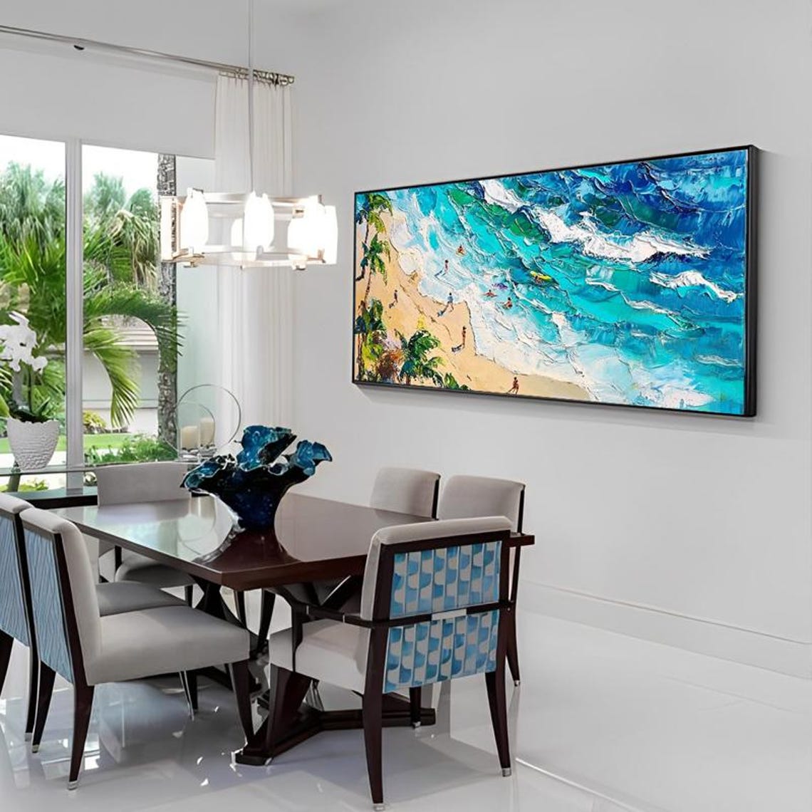 Turquoise Beach Aerial View With Surfers Summer Coast Poster - Image 4