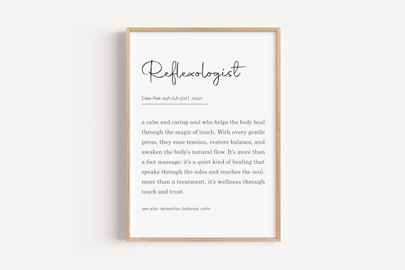 Reflexologist Definition Gift For Massage Therapist Wellness Spa Decor Print