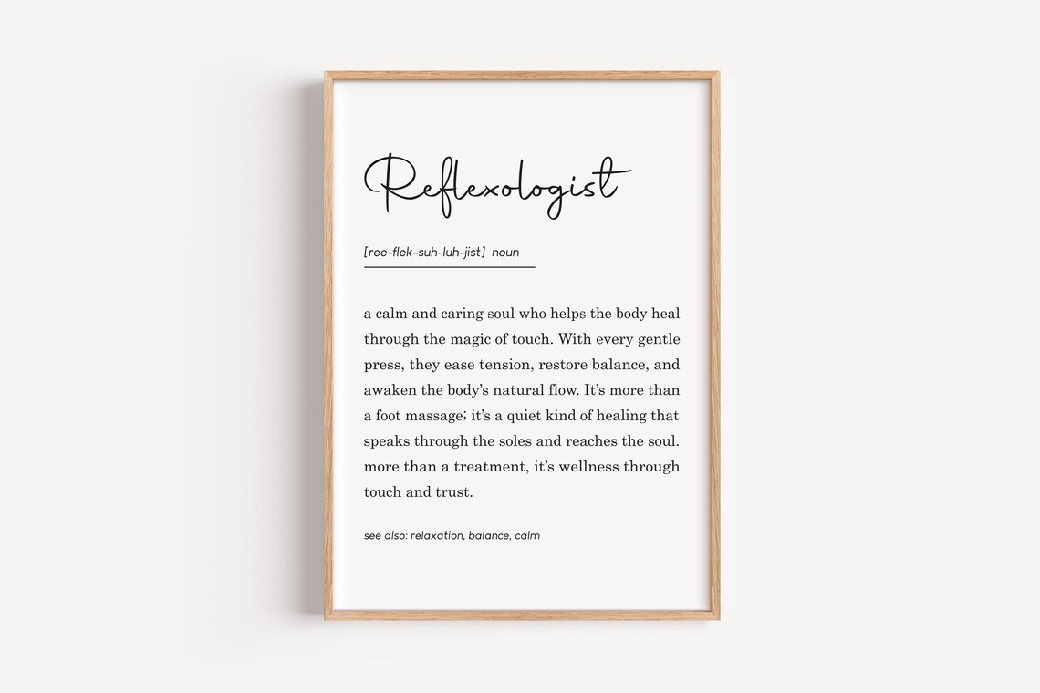 Reflexologist Definition Gift For Massage Therapist Wellness Spa Decor Print