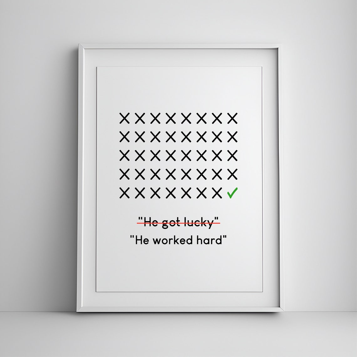 He Worked Hard Not Lucky Motivational Hard Work Quote Poster
