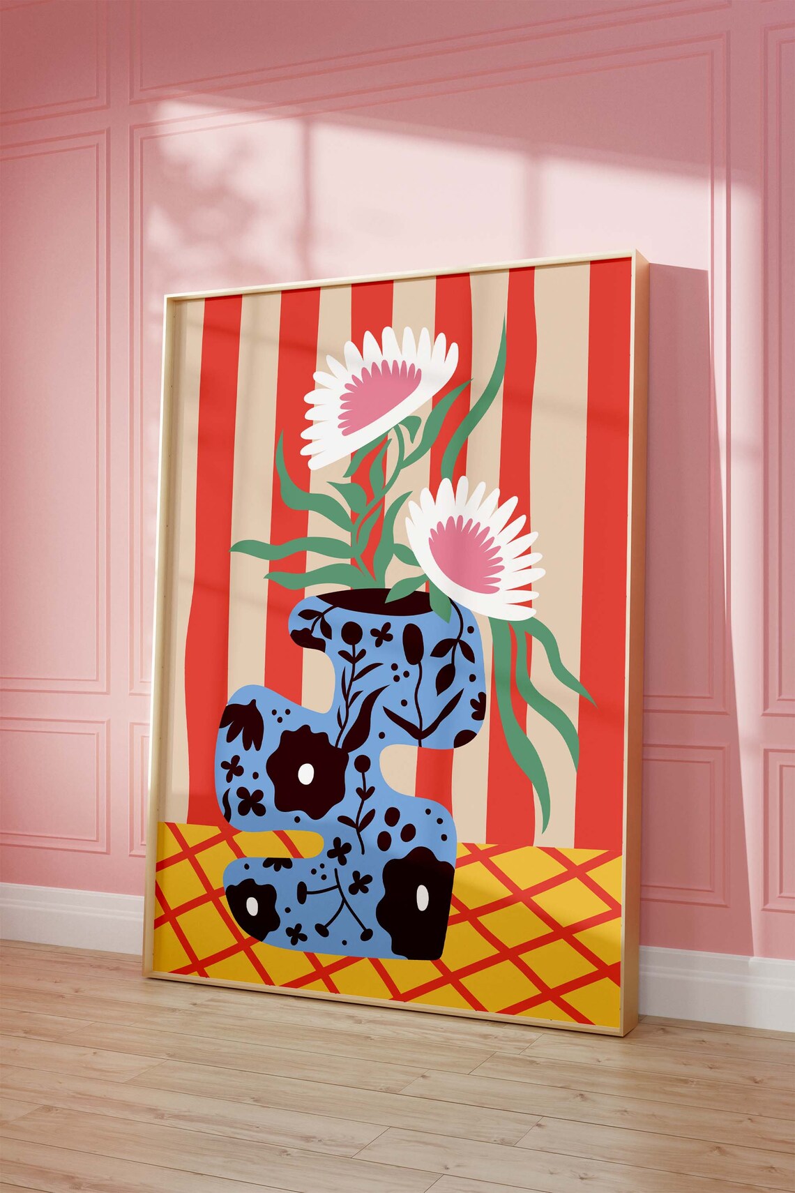 Botanical Wall Art, Boho Abstract Flowers Art Print