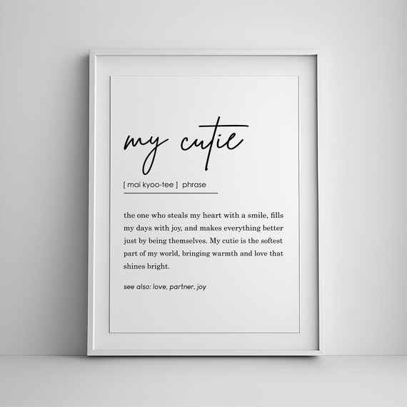 My Cutie Definition Sweet Romantic Love Partner Soulmate Gift Wall Art