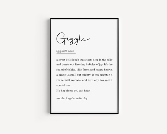 Giggle Definition Playful Laughter Nursery Kids Room Wall Art