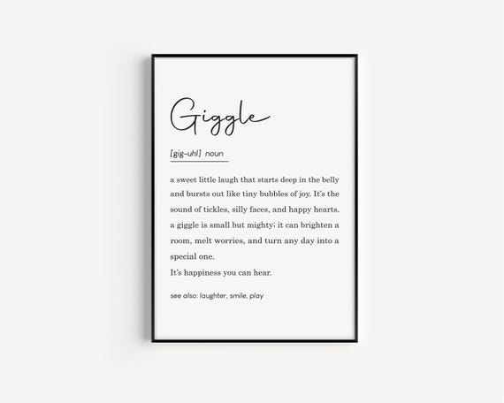 Nursery Cute Definition Wall Art Kids Room Decor Playroom Baby Poster